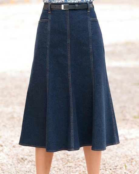 Ladies A Line Denim Skirt Available In 3 Lengths Sizes 10 24 0657